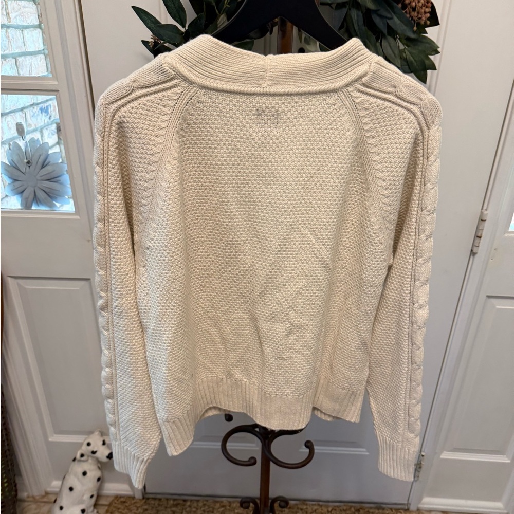 Gap Oversized Cable Knit Graandpa Button Down Car… - image 2